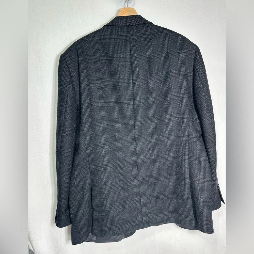 Joseph Abboud Mens 46R Grey‎ Plaid 100% Wool 2-Button Blazer Sport Coat Jacket